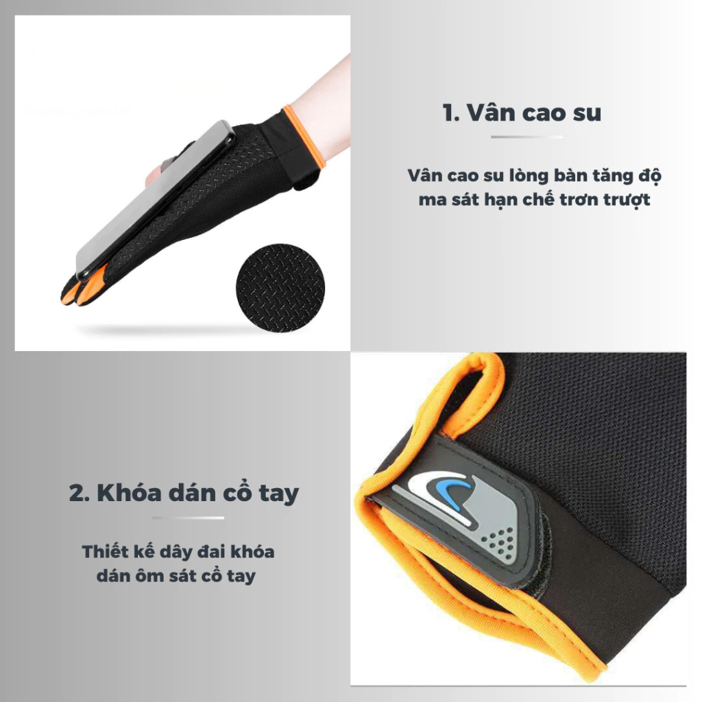 Găng tay xe máy hở ngón co giãn, chống trượt, thoáng mát dùng tập gym, phượt, đi chơi ngoài trời GT02