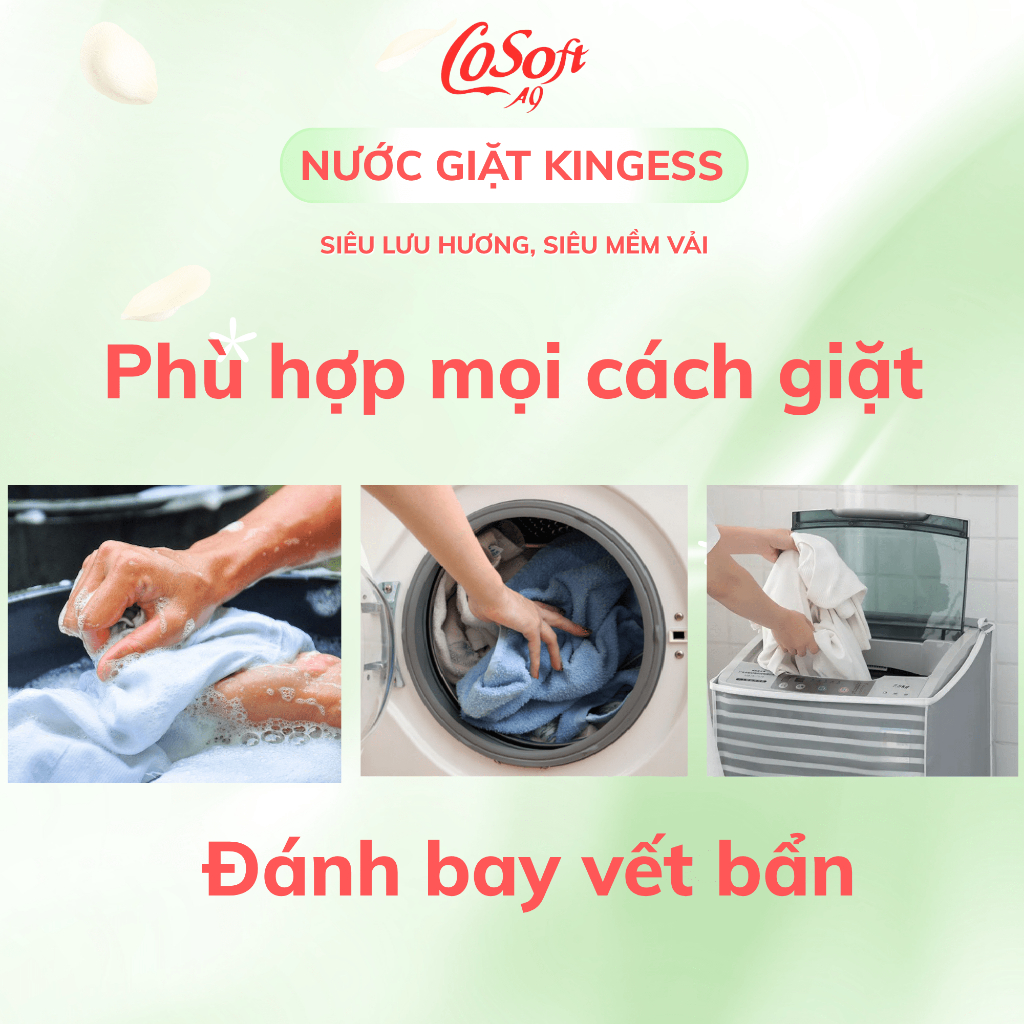Nước giặt Kingess 3 Trong 1-An toàn cho da, Siêu tiện lợi cho gia đình, Hương thơm dịu nhẹ, mềm vải