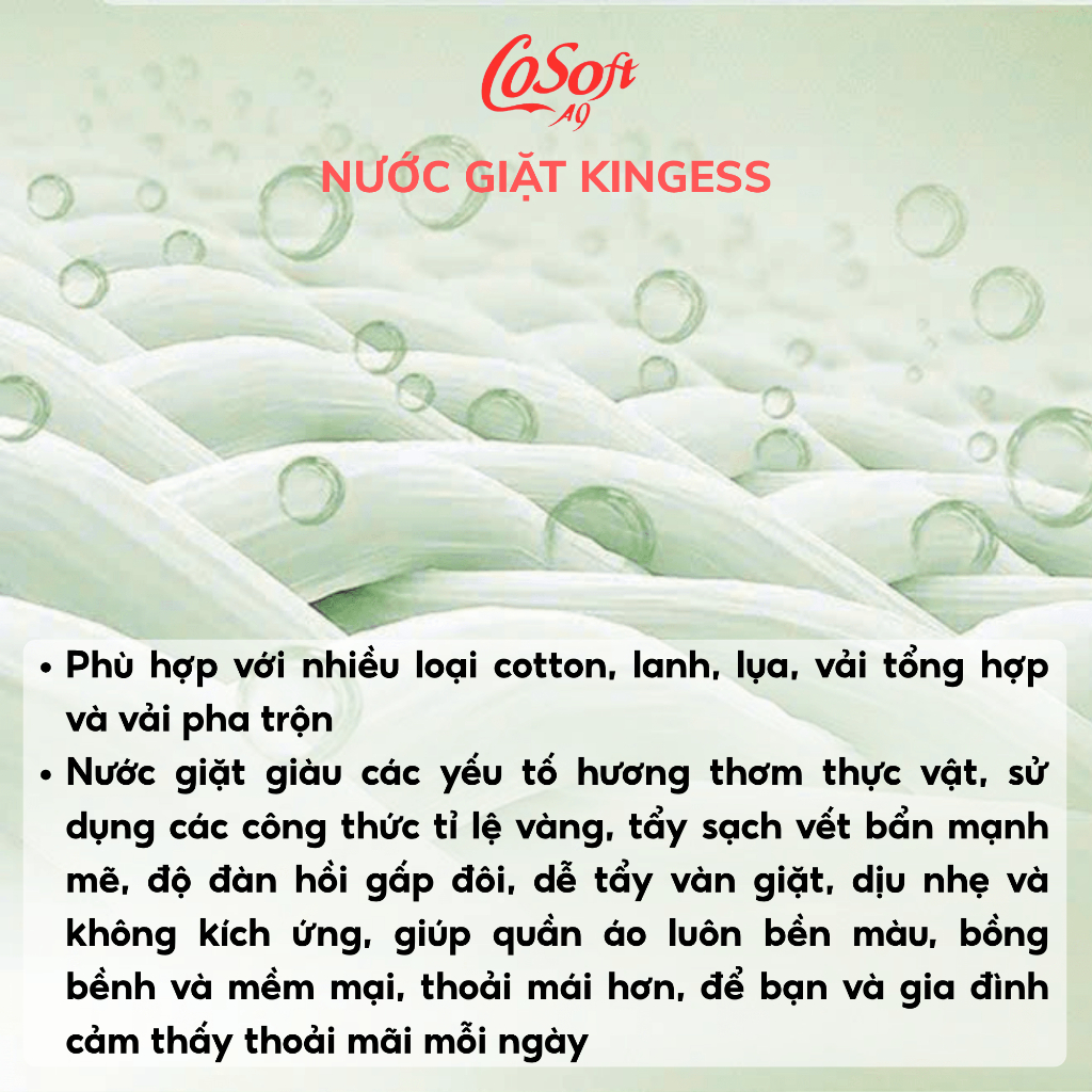Nước giặt Kingess 3 Trong 1-An toàn cho da, Siêu tiện lợi cho gia đình, Hương thơm dịu nhẹ, mềm vải