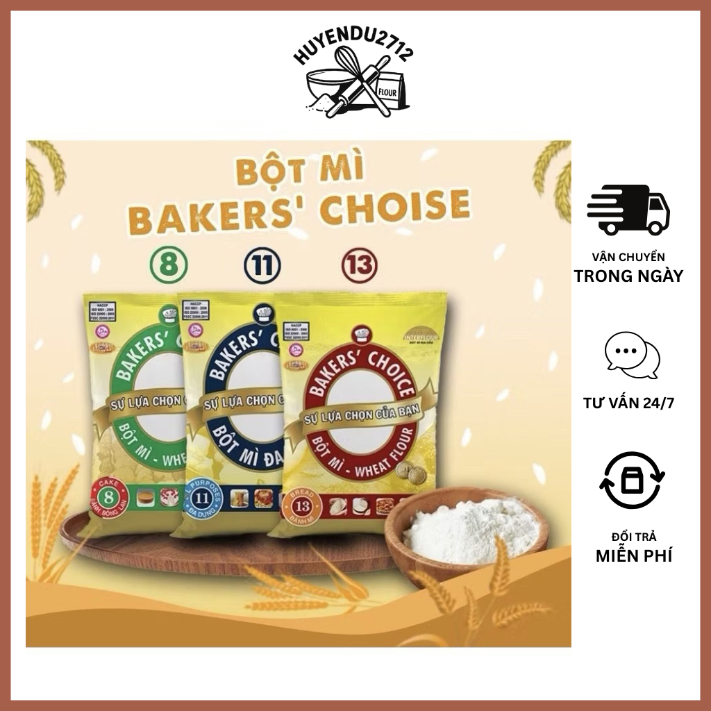 Bột mỳ bakers Choice số 8 – 11 – 13 làm bánh bao, bánh gato, bánh quy
