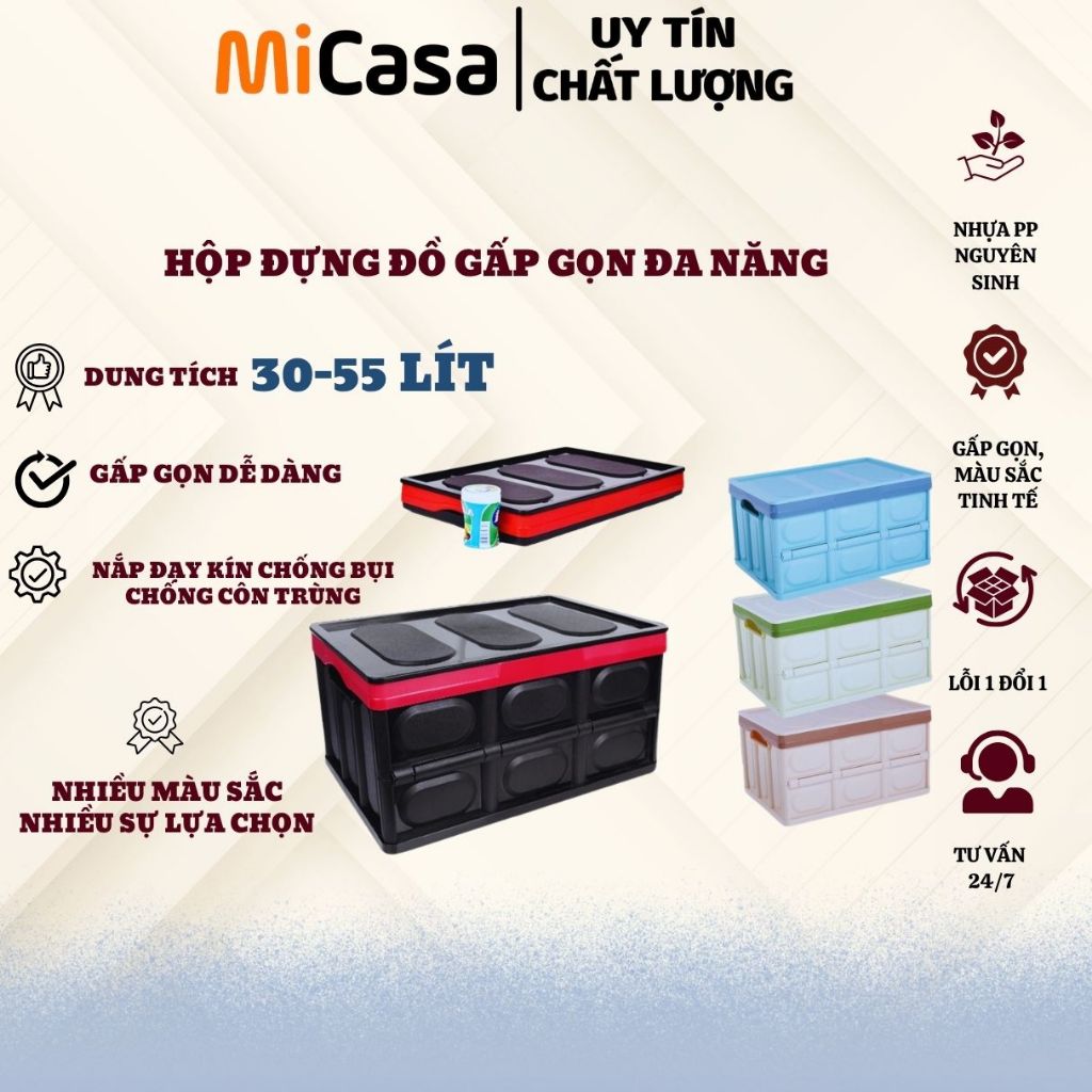 Thùng Đựng Đồ Ô Tô - Hộp Đựng Đồ Ô Tô Có Thể Gấp Gọn Dung Tích 56 Lít Để Cốp Sau Ô Tô