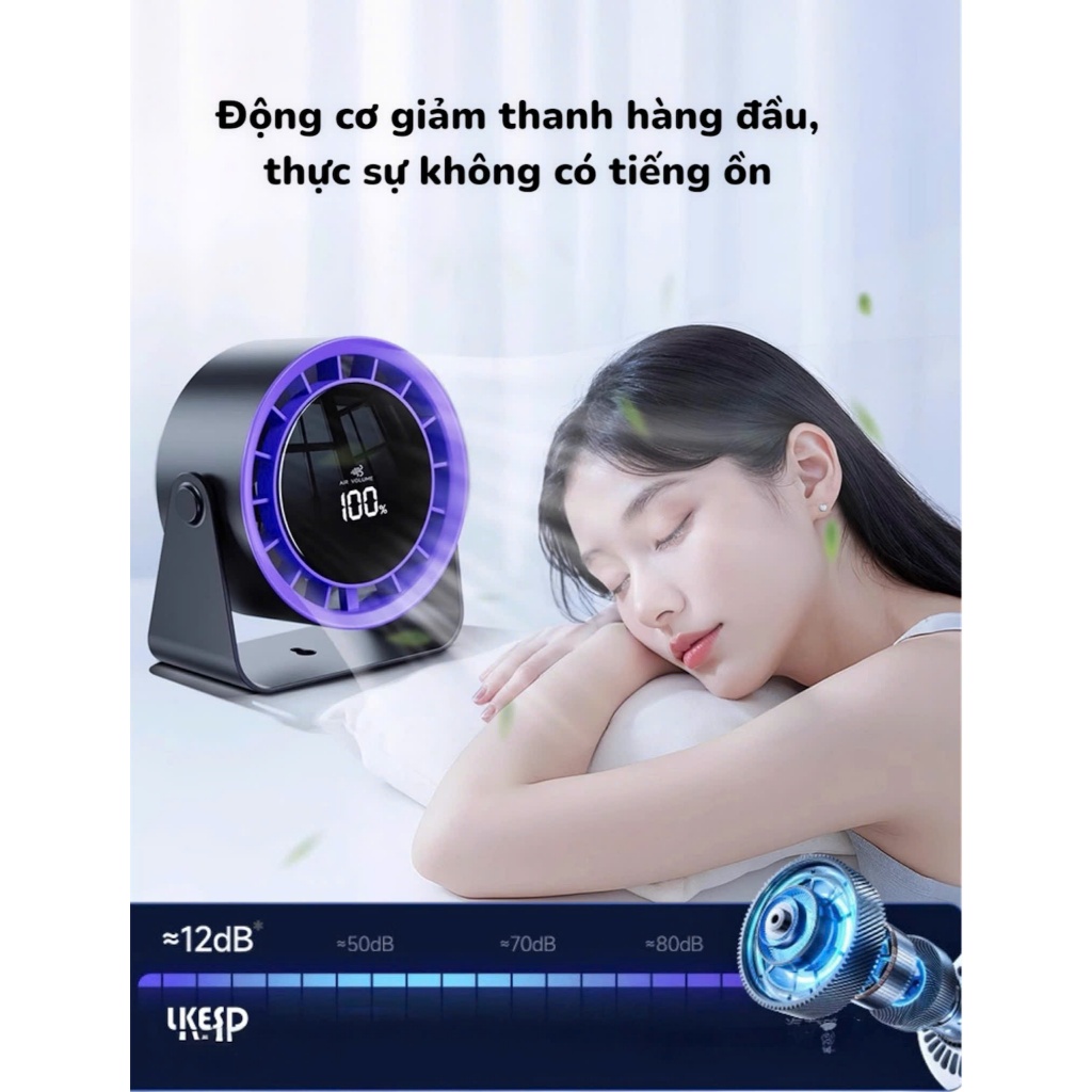 Quạt Tích Điện Anhlinh Siêu Mát  Để Bàn Decor Treo Trường Màn Hình Kỹ Thuật Số LED Cảm Biến Siêu Nhạy