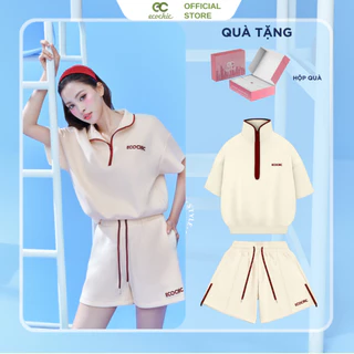 Set Bộ ISA ECOCHIC SUMMER SET Áo Cổ Cao Tay Lỡ Quần Đùi Khóa Kéo Xẻ Tà Cao Cấp Chính Hãng B143
