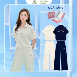 Set Bộ Polo ECOCHIC B142 FRERCE WINK SET Áo Cổ Cao Halfzip Quần Dài Cạp Cao Phối Logo EC Cao Cấp Chính Hãng