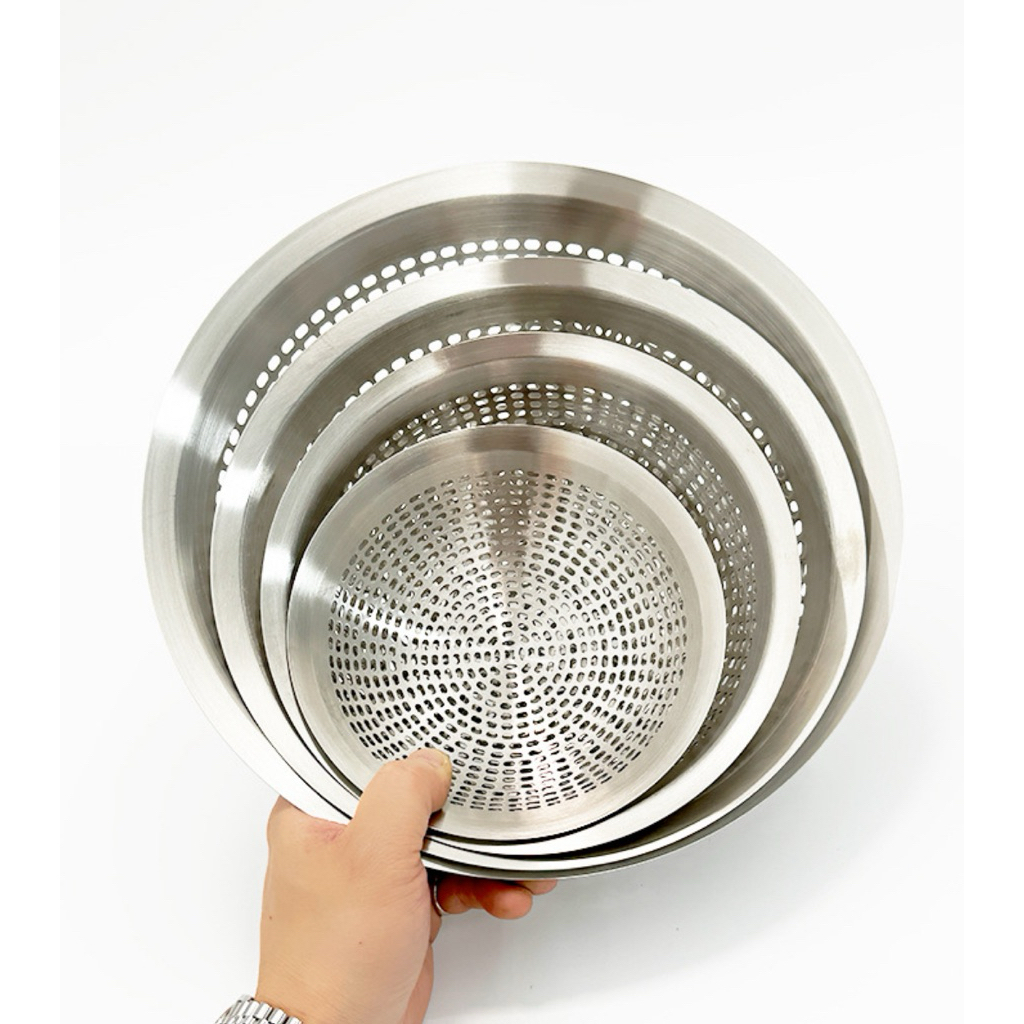 Rây lọc inox 304 rổ ráo đâu chiên hai màu vàng trắng, rổ ráo nước, rửa ...