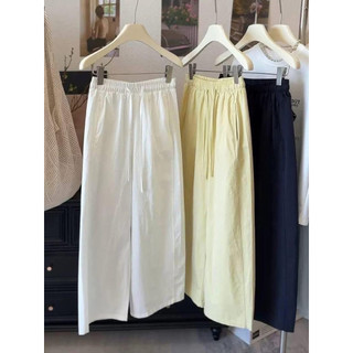 quần thô cotton dáng xuông cạp chun dễ mặc - thời trang nữ 2025
