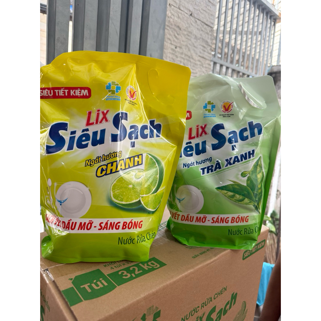 Nước Rửa Chén LIX 3.2kg Siêu Sạch Hương Chanh/ trà xanh - LIXRC