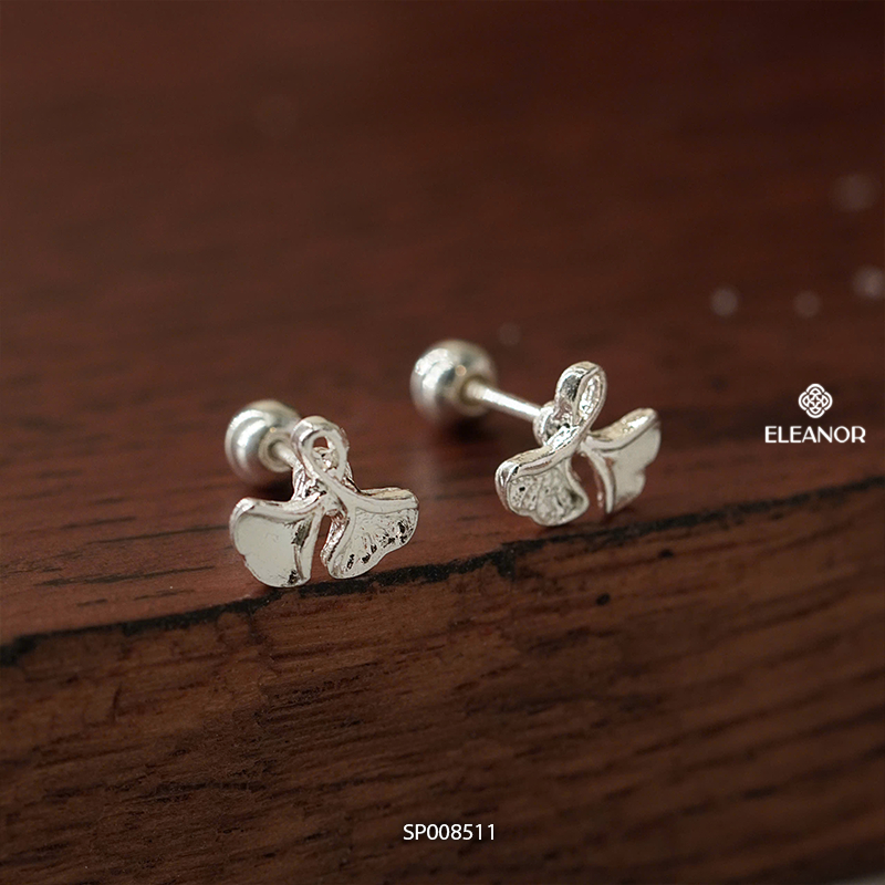 Bông tai nữ chuôi bạc 925 Eleanor Accessories hình lá bạch quả phụ kiện trang sức khuyên tai 8511
