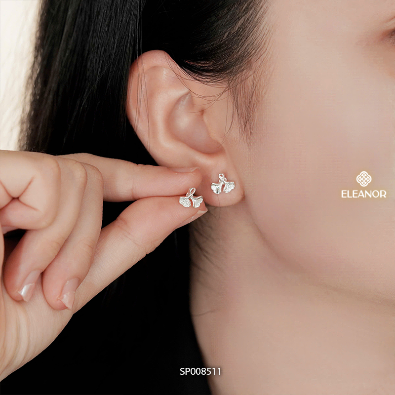 Bông tai nữ chuôi bạc 925 Eleanor Accessories hình lá bạch quả phụ kiện trang sức khuyên tai 8511