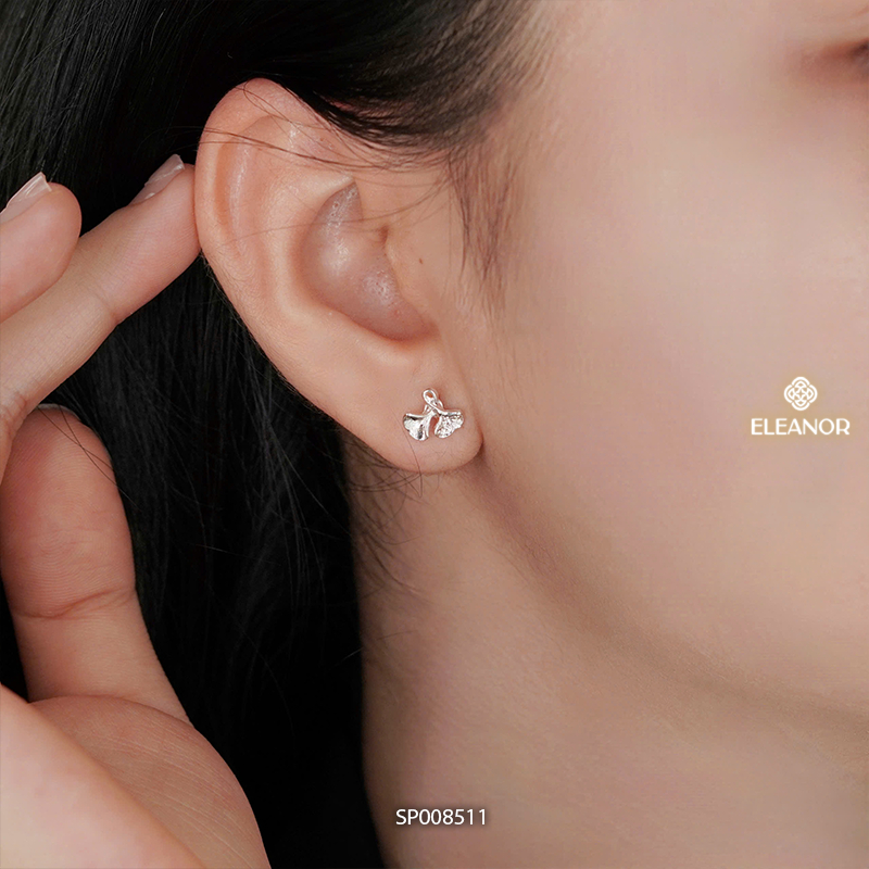 Bông tai nữ chuôi bạc 925 Eleanor Accessories hình lá bạch quả phụ kiện trang sức khuyên tai 8511