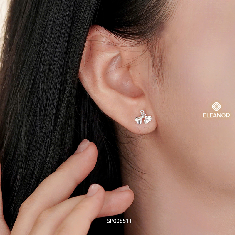 Bông tai nữ chuôi bạc 925 Eleanor Accessories hình lá bạch quả phụ kiện trang sức khuyên tai 8511