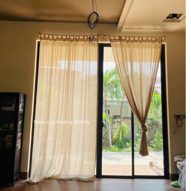 Rèm Dây Luồn, (Không Kèm Thanh Treo) Vải Voan Đũi Linen, Màu Be, Thích Hợp Trang Trí Nhà Cửa, Homestay xinh xắn.