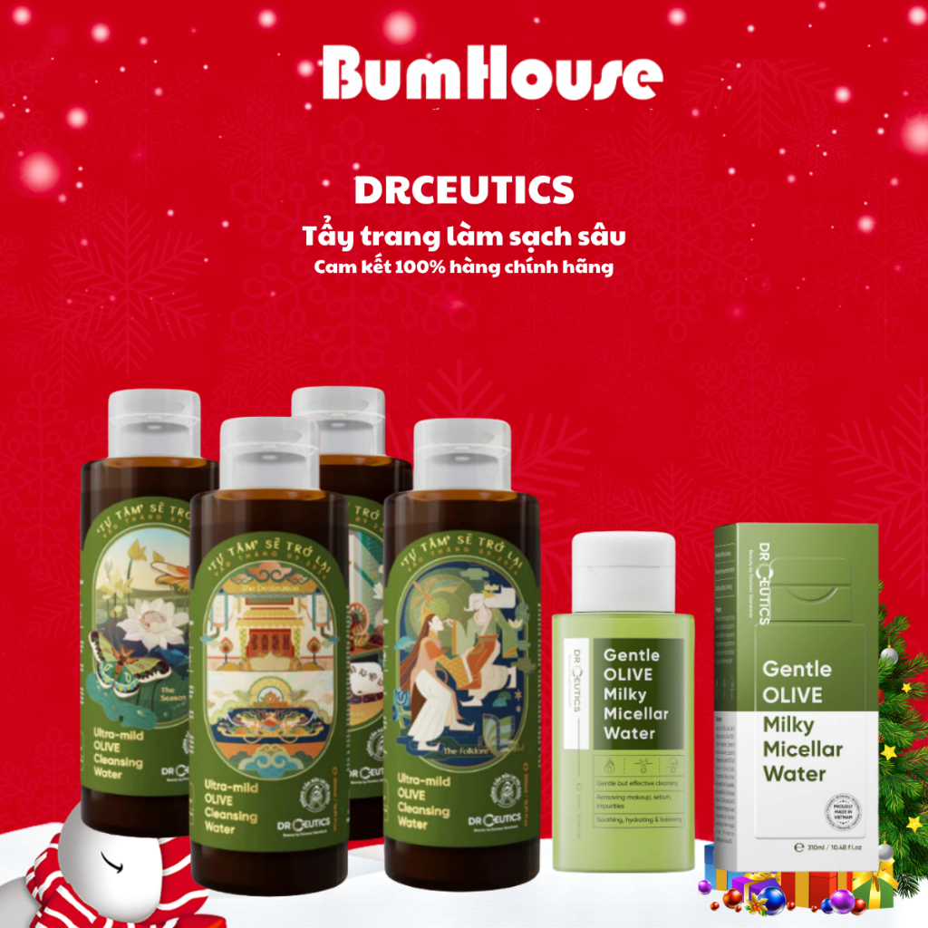 DRCEUTICS Nước Tẩy Trang Ultra-mild OLIVE Cleansing Water Cho Mọi Loại Da, Da Nhạy Cảm 310ml 480ml 500ml