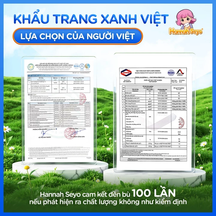 Khẩu Trang 5D, Khẩu Trang Chống Tia UV, Khẩu Trang Y Tế Lọc Bụi Mịn, Chống Nắng Hannah Seyo Xanh Việt – 7