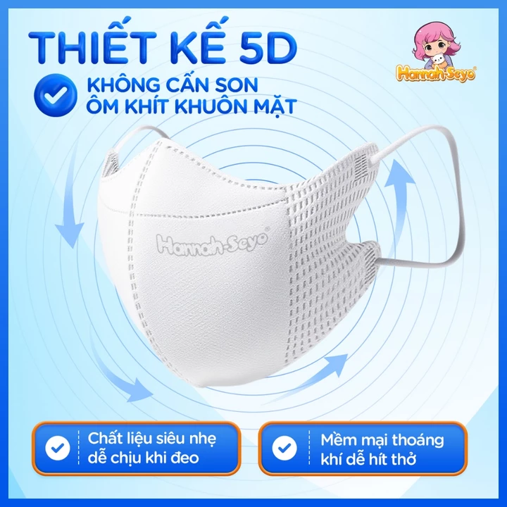 Khẩu Trang 5D, Khẩu Trang Chống Tia UV, Khẩu Trang Y Tế Lọc Bụi Mịn, Chống Nắng Hannah Seyo Xanh Việt – 4