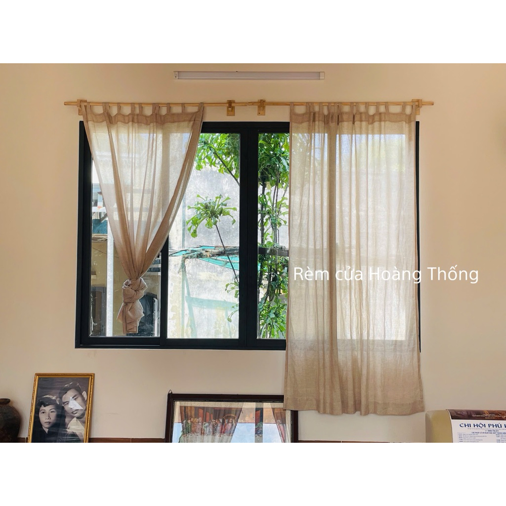 Rèm Dây Luồn, (Không Kèm Thanh Treo) Vải Voan Đũi Linen, Màu Be, Thích Hợp Trang Trí Nhà Cửa, Homestay xinh xắn.