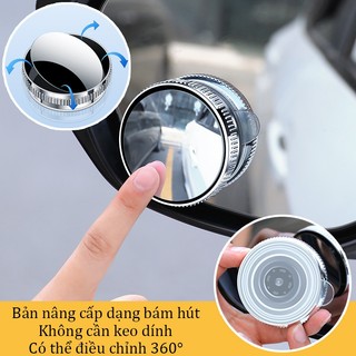 Cặp gương cầu lồi ô tô hít chân không cao cấp - Tăng tầm nhìn, chống điểm mù khi lái oto xe hơi