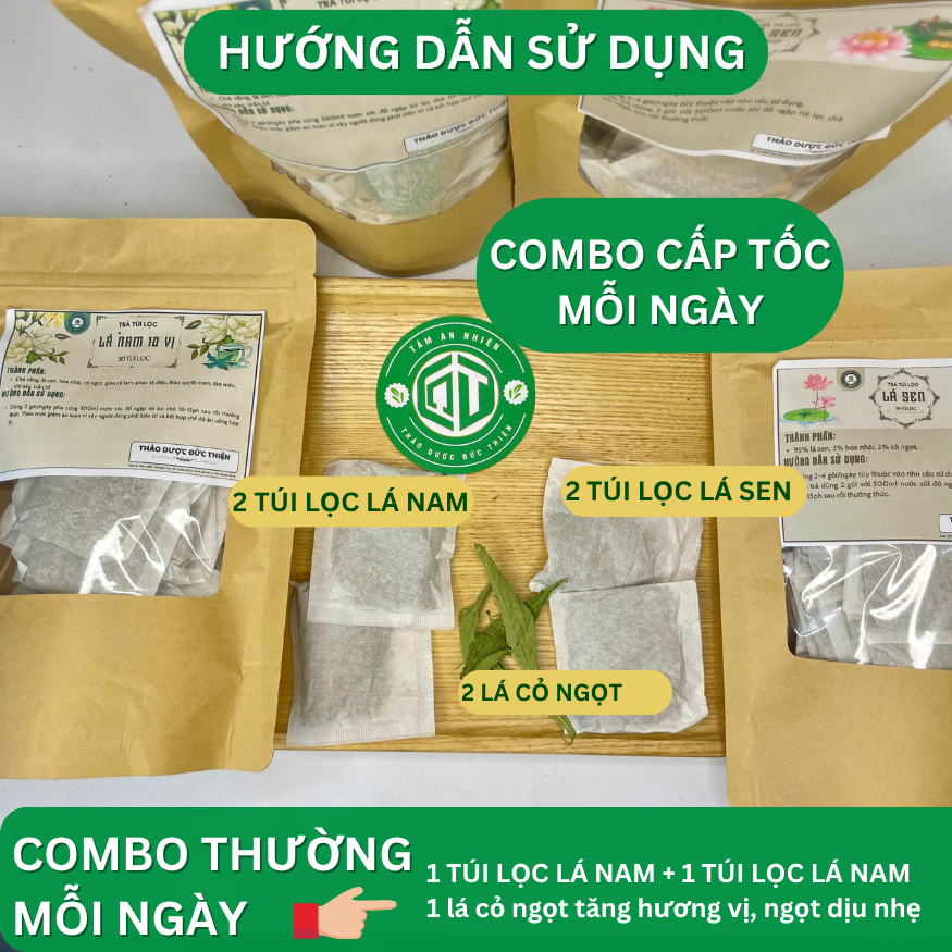 Combo Trà Lá Sen và Trà Lá Nam 10 Vị - Trà Thảo Mộc Đức Thiện