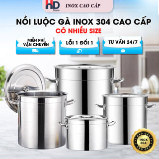 Nồi cao Inox 100% Luộc gà cao cấp Nấu Bún Phở,Dùng Cho Bếp Gas Bếp Từ, kích thước 30×30，35x35，40x40