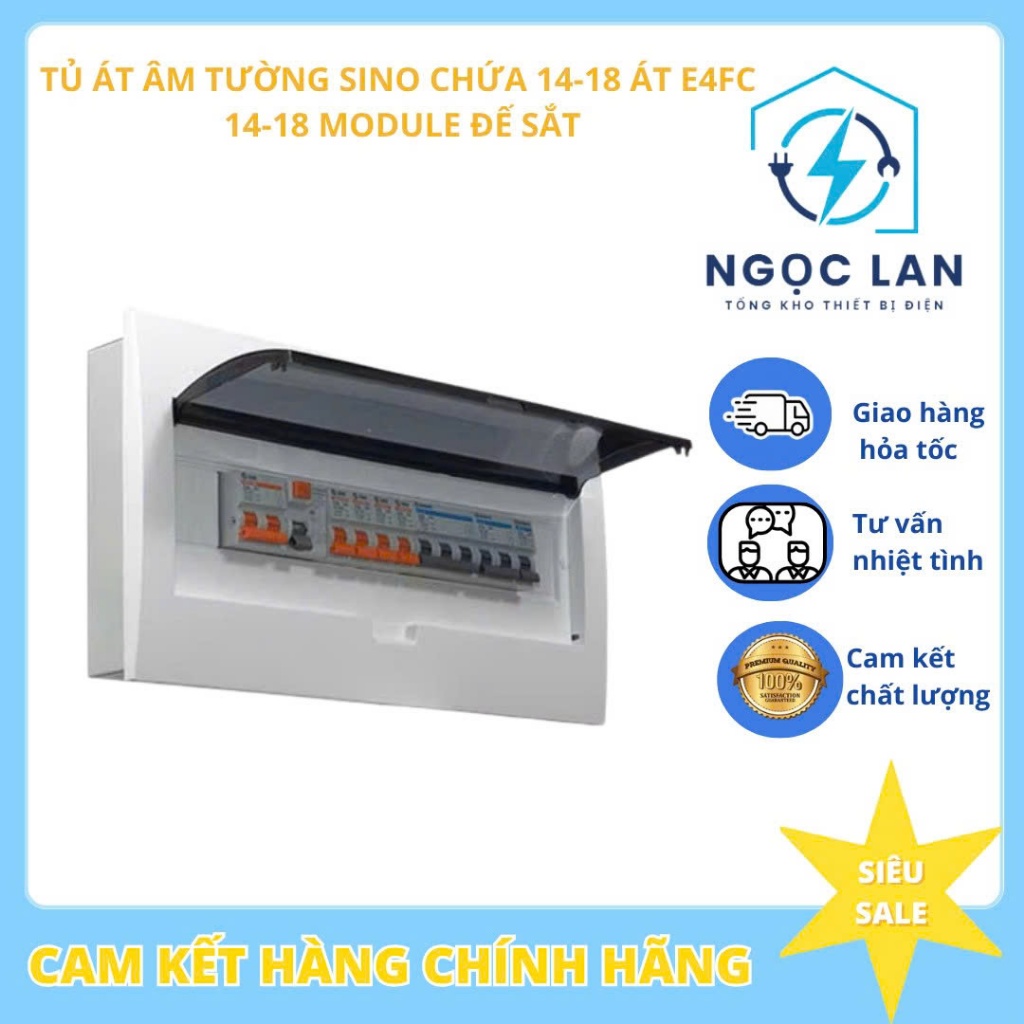 Tủ át âm tường Sino -  Tủ điện âm tường Sino - Tủ chứa 14 đến 18 át  E4FC 14 - 18 Module đế sắt