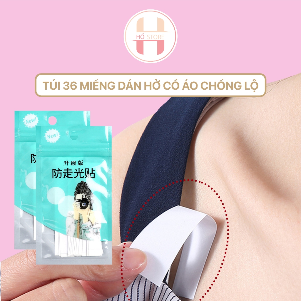 Túi 36 Miếng dán hở cổ áo chống lộ, túi băng keo dán cố định quần áo, Cố định khe hở áo sơmi, Túi nhỏ gọn tiện lợi D8