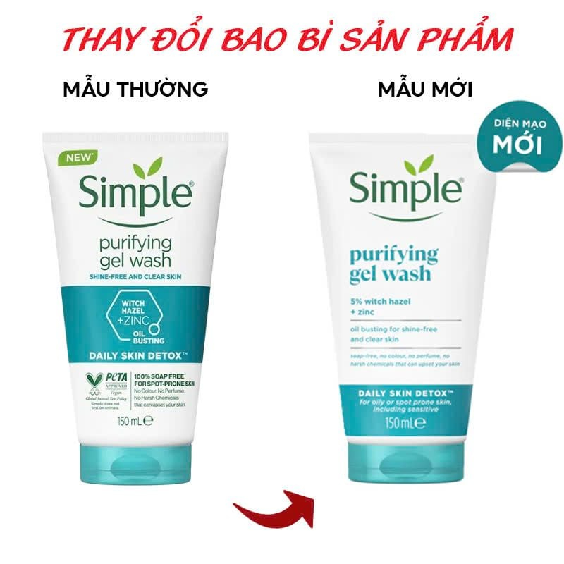 Sữa rửa mặt Simple giúp kiềm dầu, ngăn ngừa mụn, thông thoáng lỗ chân lông, dành cho da dầu mụn