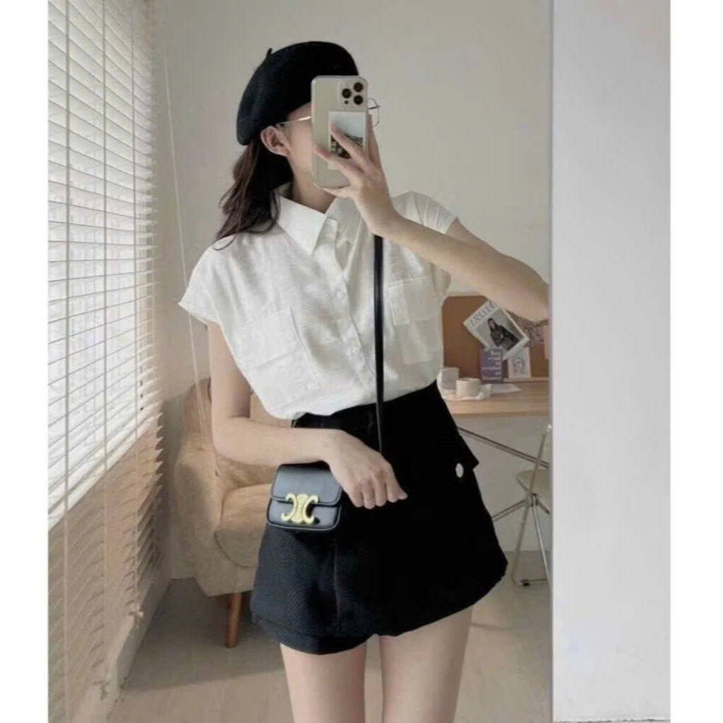 [Nhiều Mẫu] Áo Sơ Mi Dài Tay Ngắn Tay Lệch Vai Basic Xinh Dễ Phối Đồ Phong Cách Hàn Quốc SMCT