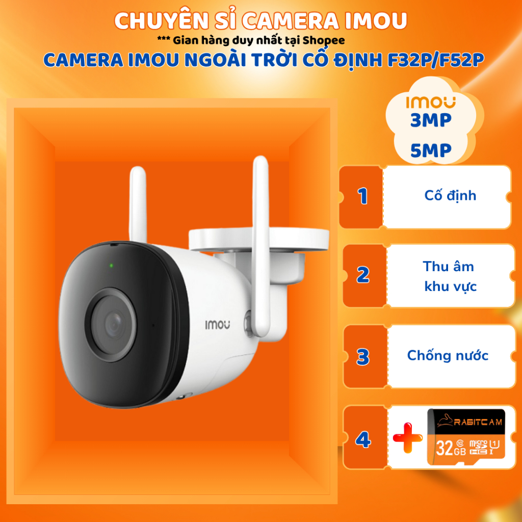 Camera IMOU ngoài trời Bullet F32P F32FP F52P F52EP 5MP Full HD - Tích ...