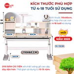 [BẢN ĐẶC BIỆT] Bộ bàn học chống gù thông minh Sakawin S110 mới Nâng cấp bánh xe chân bàn Phiên bản màu kem đặc biệt — ảnh 3