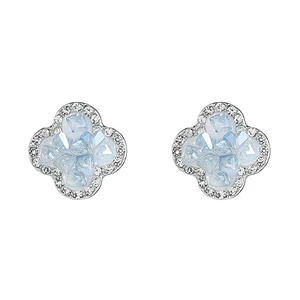 Bông tai nữ bạc cỏ bốn lá đính đá sang trọng Hoa tai đính pha lê Zirconia cao cấp sang trọng thương hiệu ChicEar Jewelry