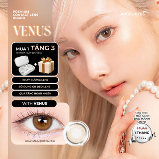 Lens nâu tây độ cận 0-6 Venus hiệu Angel Eyes chất liệu Silicone Hydrogel, kính áp tròng cho mắt thở đường kính 14.0mm