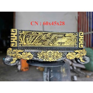 Khuôn chậu chữ nhật 60x45 cao 28 chân liền chất liệu nhựa abs, hoa văn tùng cúc trúc mai