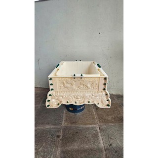 Khuôn chậu chữ nhật 60x45 cao 28 chân liền chất liệu nhựa abs, hoa văn tùng cúc trúc mai