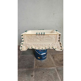 Khuôn chậu chữ nhật 60x45 cao 28 chân liền chất liệu nhựa abs, hoa văn tùng cúc trúc mai