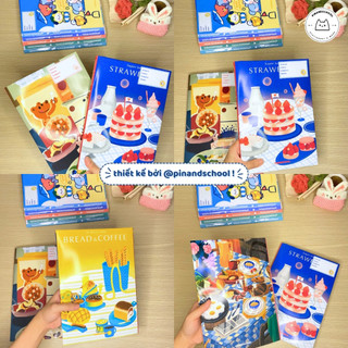 [LẺ] Giấy Bao Tập, Bao Vở, Bao Sách Chủ Đề Food & Drink Hoạ Tiết Đồ Ăn Thức Uống | Thiết kế bởi Pinandschool