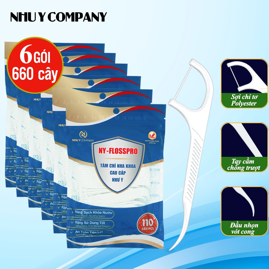 [Combo 6] Bịch tăm chỉ nha khoa cao cấp NY-FLOSSPRO bịch 110 cây an toàn và tiện lợi | Như Ý Company