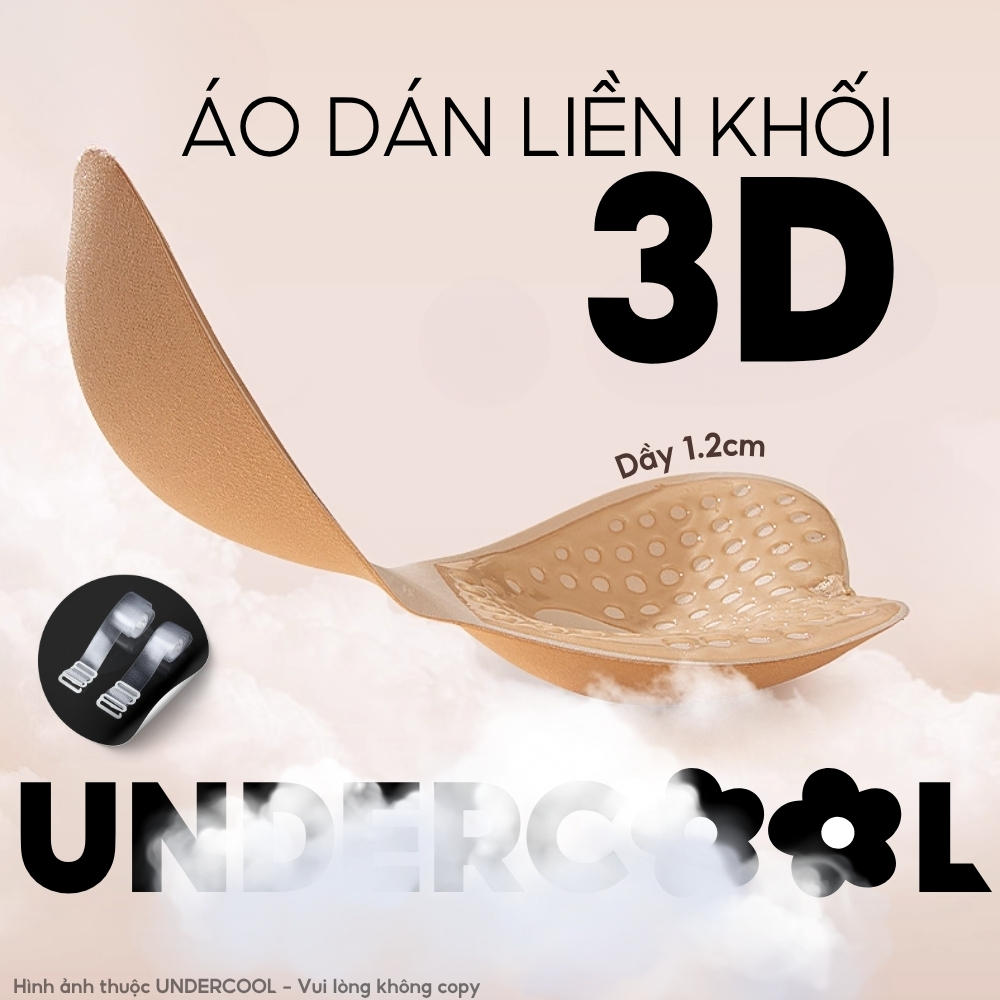 Miếng Dán Bra Ngực Silicone UNDERCOOL Liền Khối  Không Viền Tạo Khe, Kèm Dây Trong Suốt Chống Trượt Siêu Êm DT29