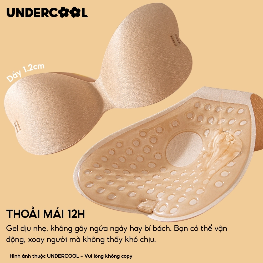 Miếng Dán Bra Ngực Silicone UNDERCOOL Liền Khối  Không Viền Tạo Khe, Kèm Dây Trong Suốt Chống Trượt Siêu Êm DT29