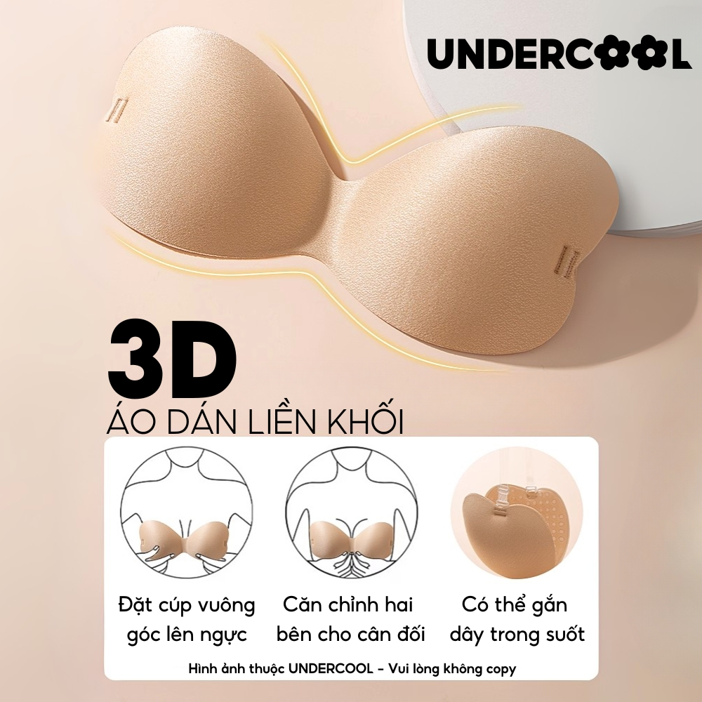 Miếng Dán Bra Ngực Silicone UNDERCOOL Liền Khối  Không Viền Tạo Khe, Kèm Dây Trong Suốt Chống Trượt Siêu Êm DT29