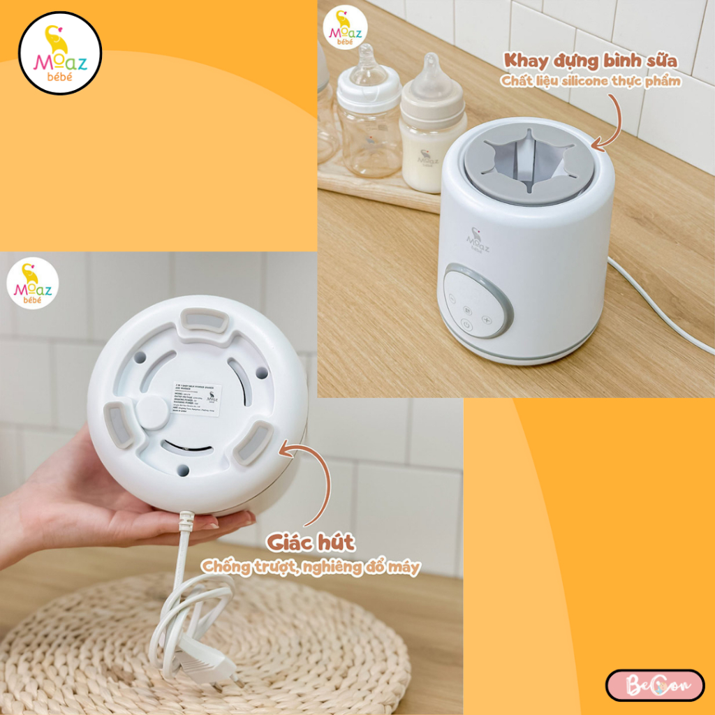 Máy lắc sữa thông minh Moaz BéBé MB079, giữ ấm sữa và lắc sữa đều sữa mà không bị vón cục