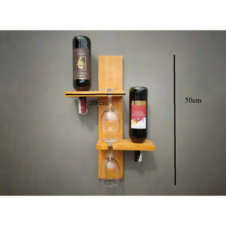 Kệ Đựng Rượu Vang Bằng Gỗ - Kệ Để Chai Rượu Và Ly Bằng Gỗ treo tường decor trang trí