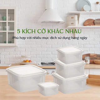 Bộ 5 hộp lạnh vuông Việt Nhật bảo quản thực phẩm an toàn tiện lợi dùng cho tủ đông tủ mát ms:6575