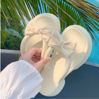 Dép kẹp nữ, Dép đi biển XIXITIAO [mẫu 2025] Mita đế cao 5cm phối nơ dễ thương DK-06