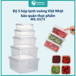 Bộ 5 hộp lạnh vuông Việt Nhật bảo quản thực phẩm an toàn tiện lợi dùng cho tủ đông tủ mát ms:6575