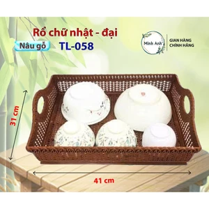 058 - RỔ CHỮ NHẬT ( Màu : Nâu gỗ ) ĐẠI TL 058 nhà hàng, quán ăn, căn tin trường học