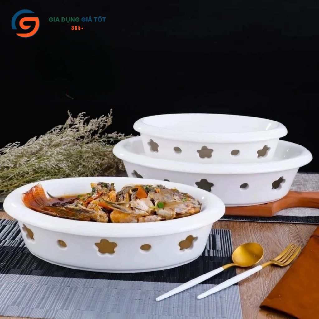 [HỎA TỐC HN] Bát nến hâm nóng LOHACO giữ nhiệt thức ăn, bát sứ có đế đốt nến hâm nóng món ăn, hấp cá
