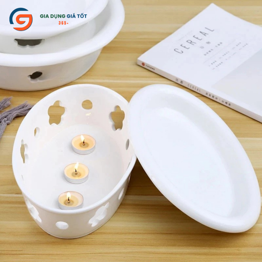[HỎA TỐC HN] Bát nến hâm nóng LOHACO giữ nhiệt thức ăn, bát sứ có đế đốt nến hâm nóng món ăn, hấp cá