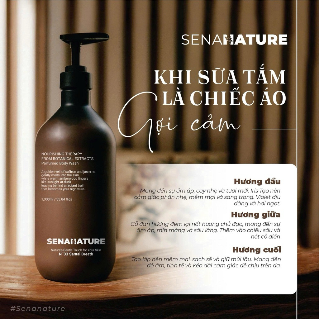 (Tặng quà) Sữa tắm senanature nourishing therapy from botanical extracts perfumed body wash 500ml/1L 2028 HQ  IS180