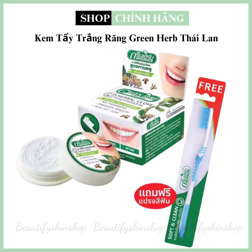 Kem Tẩy Trắng Răng Green Herb Thái Lan Chính Hãng - Tặng Bàn Chải