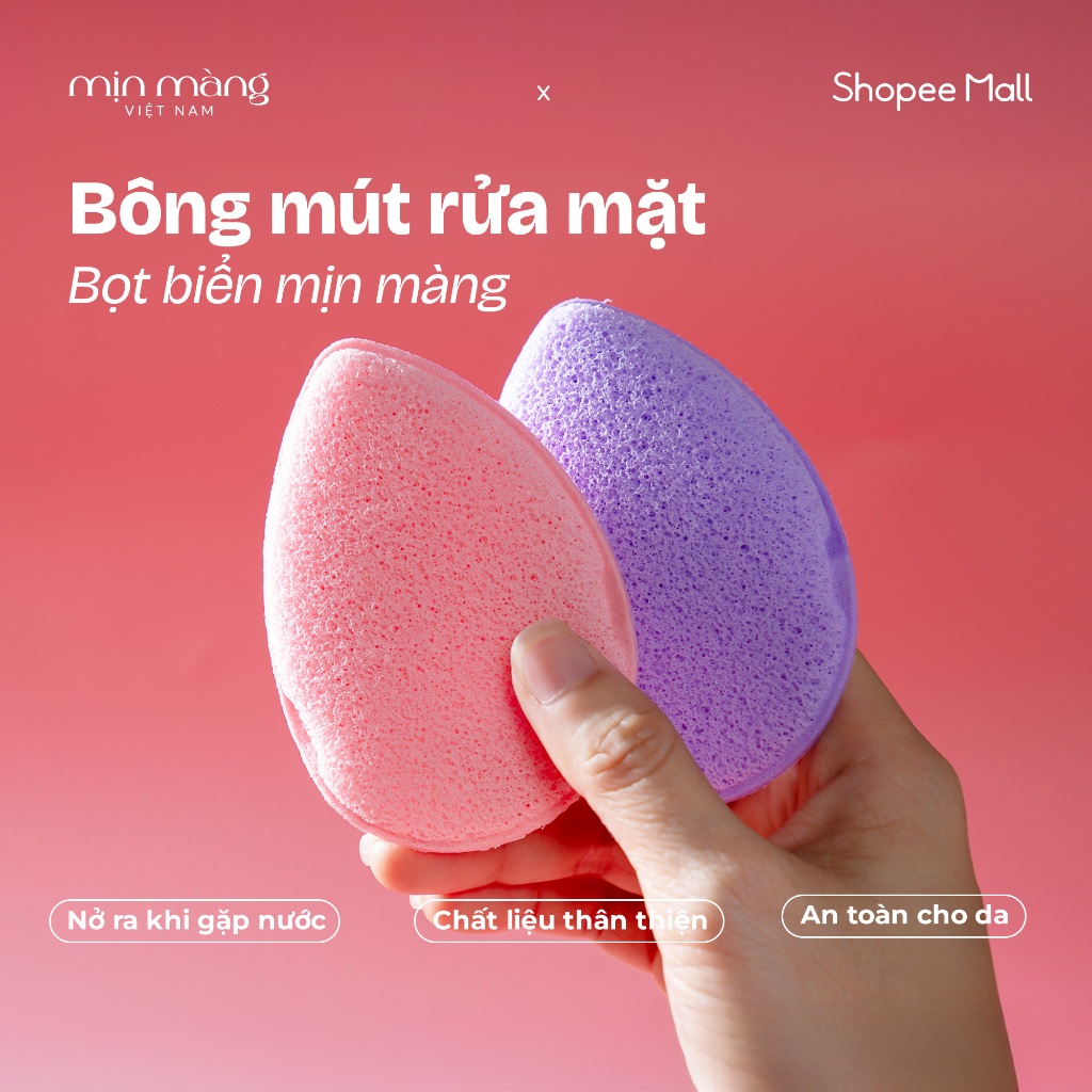 Bông Mút Rửa Mặt Bọt Biển Mịn Màng Chính Hãng Hình Giọt Nước Làm Sạch Sâu Da Mặt